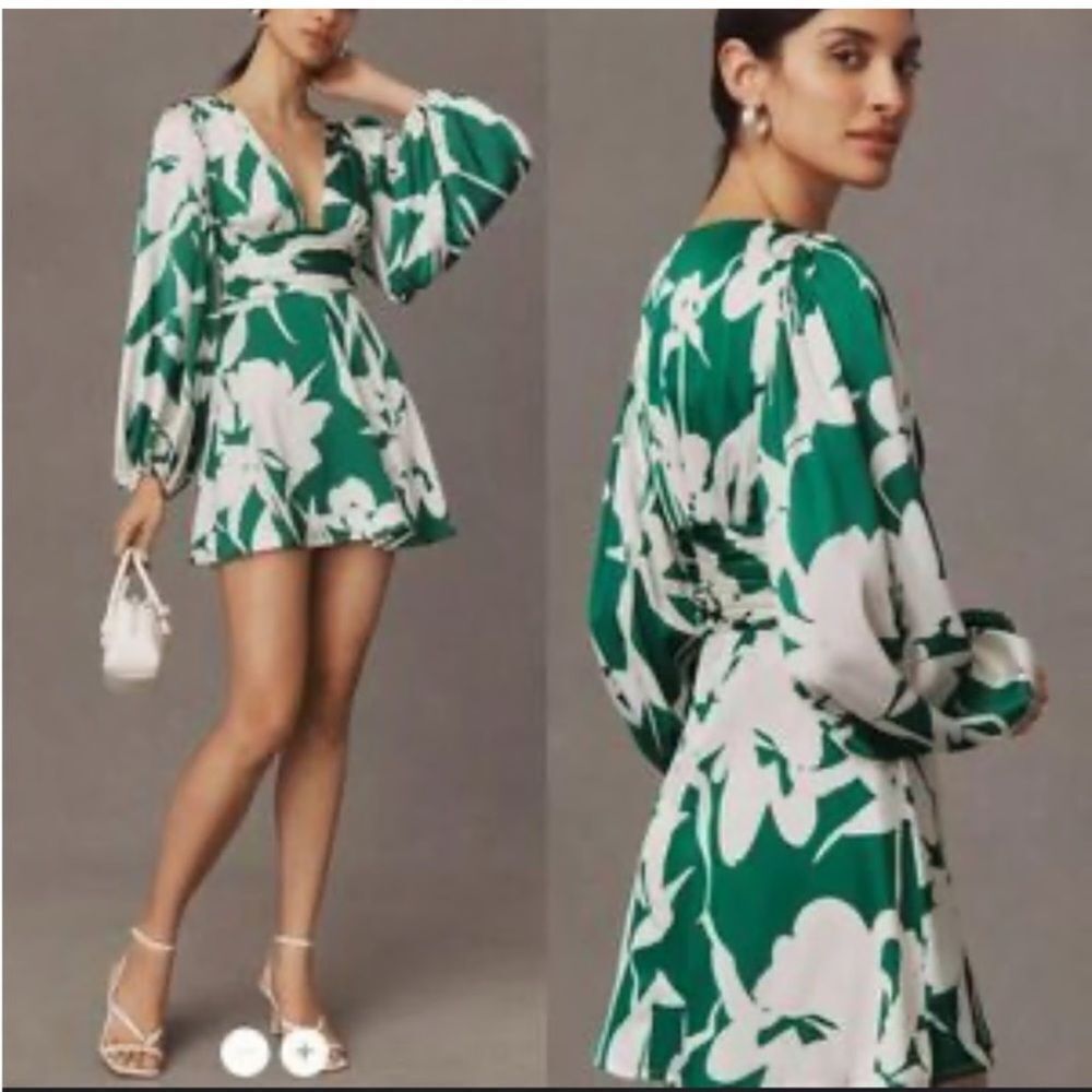 NEW Hutch Floral Satin Long Sleeve Mini Dress
